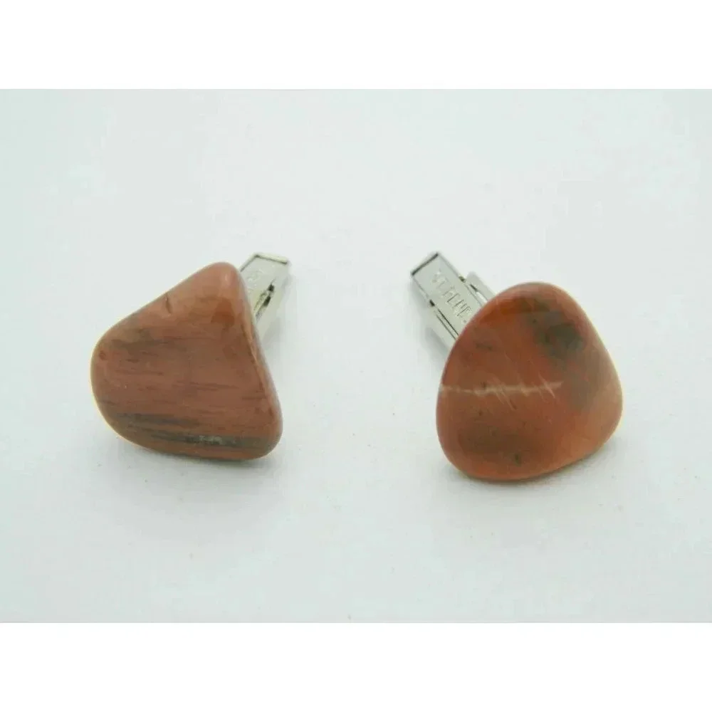 Gray Brown Agate Stone Mid Century Natural Silver